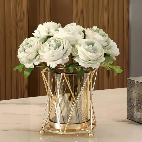 Maxxinn Metal Gold Pillar Flower Vase - Image 3