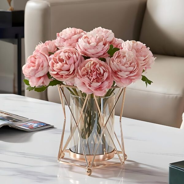 Maxxinn Metal Gold Pillar Flower Vase